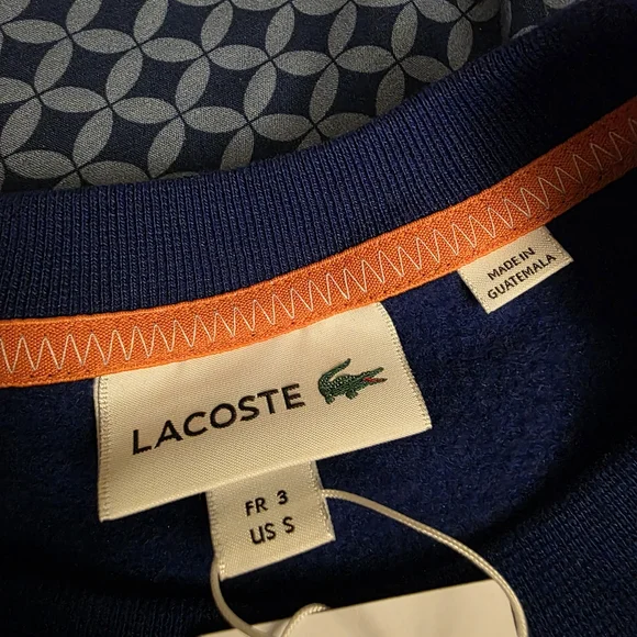 Lacoste Men's Vibrant Blue and Orange Crewneck Sweater